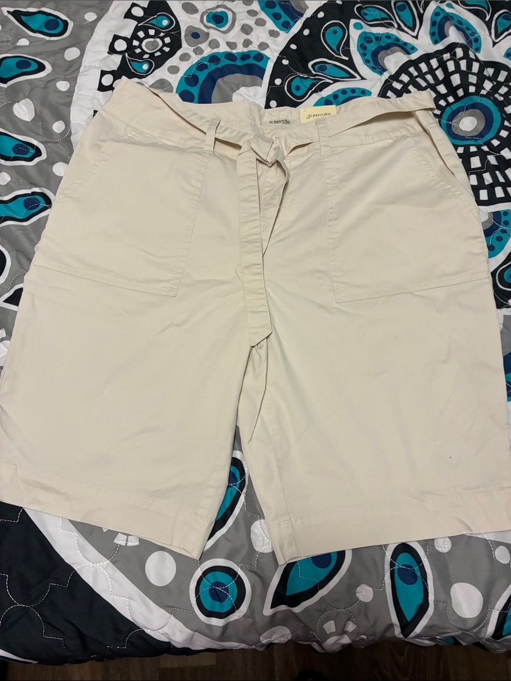 St. John's Bay Cream Stretch Waist Shorts
